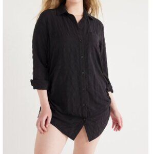 Time and Tru Women's & Women's Plus Size Essentials Convertible Button  Shirt